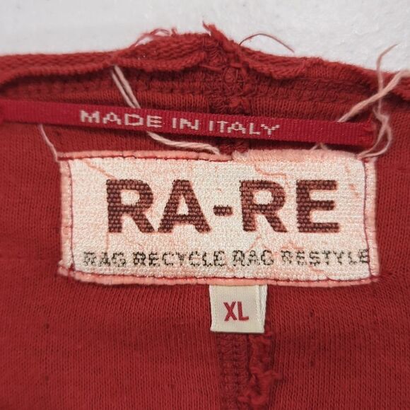Ra-Ra Rag Recycle Rag Restyle Top Unisex XL Red Long Sleeve Tee - Picture 6 of 10